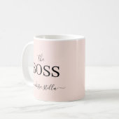 Modern Pink The Boss Name | Girly Gift コーヒーマグカップ (正面左)
