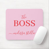 Modern Pink The Boss Name | Girly Gift マウスパッド (マウス)