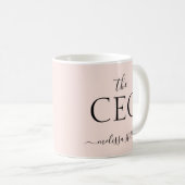 Modern Pink The CEO Name | Best Girly Gift コーヒーマグカップ (正面右)
