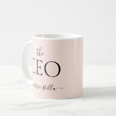 Modern Pink The CEO Name | Best Girly Gift コーヒーマグカップ (正面左)