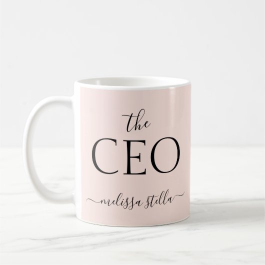 Modern Pink The CEO Name | Best Girly Gift コーヒーマグカップ (左)