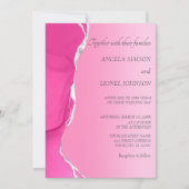 Modern Pink Torn-Edge Wedding  招待状 (正面)