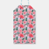 Modern Pink Tropical Christmas Flowers Photo ギフトタグ (裏面)