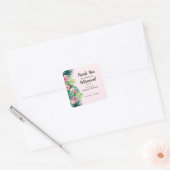 Modern Pink Tropical Flower Retirement Party スクエアシール (封筒)