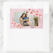 Modern Pink Tropical Holiday Botanical Photo  長方形シール (バッグ)