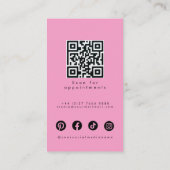 Modern Pink Turquoise Hair Styling Flat Design QR 名刺 (裏面)