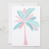 Modern Pink Turquoise Palm Tree Bridal Shower 招待状 (裏面)