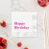 Modern Pink Typography Birthday 縁ありカクテルナプキン (インサイチュ)