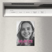 Modern Pink Typography Graduation Photo  マグネット (インサイチュ (食洗機))