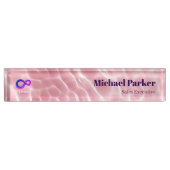 Modern Pink Water Ripple Custom Logo Office デスクネームプレート (正面)
