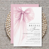 Modern Pink Watercolor Bow Bridal Shower 招待状