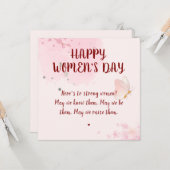 Modern Pink Watercolor Floral Women's Day カード (正面/裏面インサイチュ)