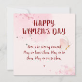 Modern Pink Watercolor Floral Women's Day カード (正面)