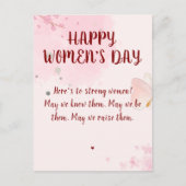 Modern Pink Watercolor Floral Women's Day ポストカード (正面)