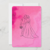 Modern Pink Watercolor & Line Art Sketch Card 招待状 (裏面)