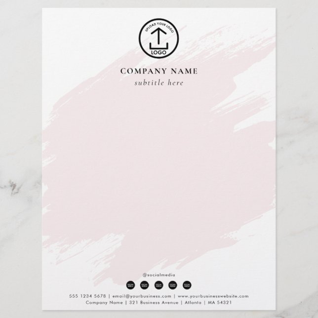 Modern Pink Watercolor Template Logo Social Media レターヘッド (正面)