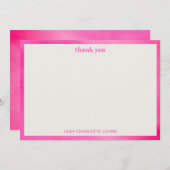 Modern Pink Watercolor Trendy Custom Bat Mitzvah サンキューカード (正面/裏面)