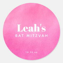 Modern Pink Watercolor Trendy Custom Bat Mitzvah