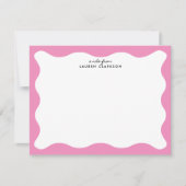 Modern Pink Wavy Frame Stationery Note Card 招待状 (正面)