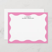 Modern Pink Wavy Frame Stationery Note Card 招待状 (正面/裏面)