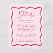 Modern Pink Wavy Frame Wedding Details エンクロージャーカード (正面)
