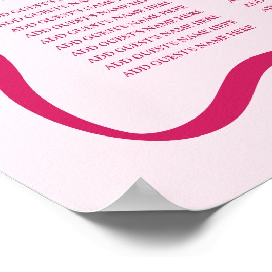 Modern Pink Wavy Frame Wedding Seating Chart ポスター (角)