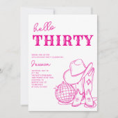 Modern Pink Western Disco 30th Birthday Party 招待状 (正面)