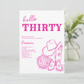 Modern Pink Western Disco 30th Birthday Party 招待状 (スタンド正面)