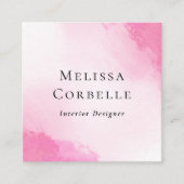 Modern Pink & White Abstract Watercolor QR Code スクエア名刺 (正面)