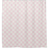 Modern Pink White Checkered Pattern シャワーカーテン (正面)