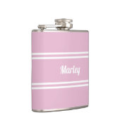 Modern Pink & White Personalized Name Golf Gift フラスク (右)