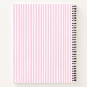 Modern Pink & White Stripes Monogram Name ノートブック (裏面)