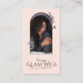 Modern Pink Wig Hair Salon Floral Rose Arch Photo 名刺 (正面)