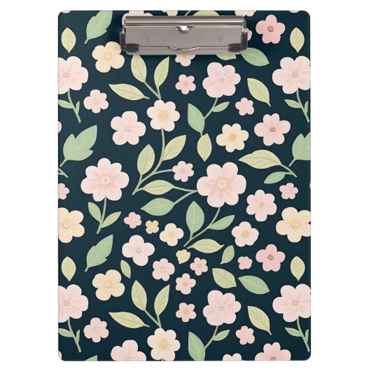 Modern Pink Wildflowers Pattern クリップボード (正面)