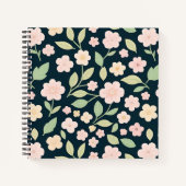 Modern Pink Wildflowers Pattern ノートブック (正面)