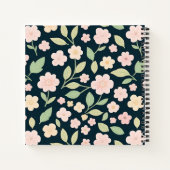 Modern Pink Wildflowers Pattern ノートブック (裏面)