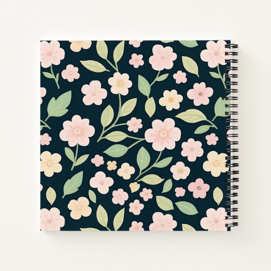 Modern Pink Wildflowers Pattern ノートブック (裏面)