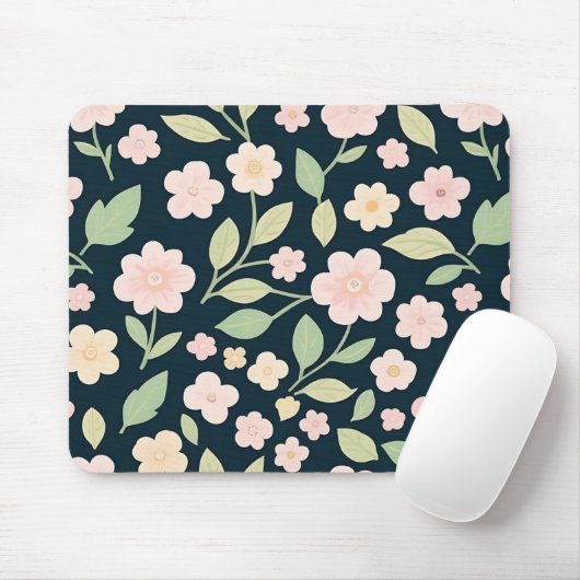 Modern Pink Wildflowers Pattern マウスパッド (マウス)