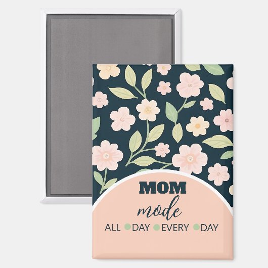 Modern Pink Wildflowers Pattern マグネット (正面/裏面)