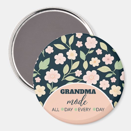 Modern Pink Wildflowers Pattern マグネット (正面/裏面)