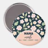 Modern Pink Wildflowers Pattern マグネット (正面/裏面)