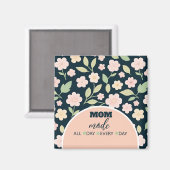 Modern Pink Wildflowers Pattern マグネット (正面/裏面)