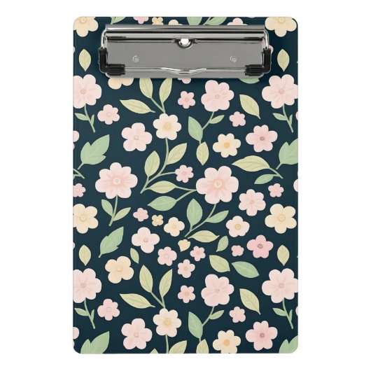 Modern Pink Wildflowers Pattern ミニクリップボード (正面)
