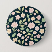 Modern Pink Wildflowers Pattern 缶バッジ (正面)