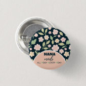 Modern Pink Wildflowers Pattern 缶バッジ (正面&裏面)