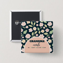 Modern Pink Wildflowers Pattern 缶バッジ