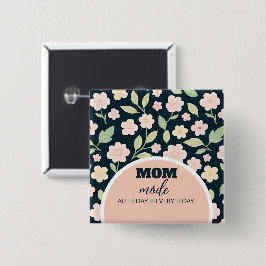 Modern Pink Wildflowers Pattern 缶バッジ