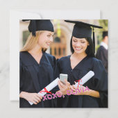 Modern Pink XOXO Custom Photo Graduation Card (正面)