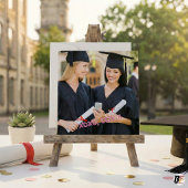 Modern Pink XOXO Custom Photo Graduation Card