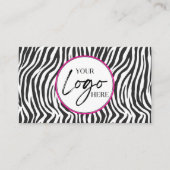 Modern Pink Zebra Print Custom Company Logo 名刺 (正面)
